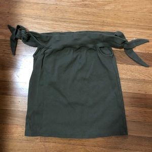 Zara Off the Shoulder Tie Shirt, Green